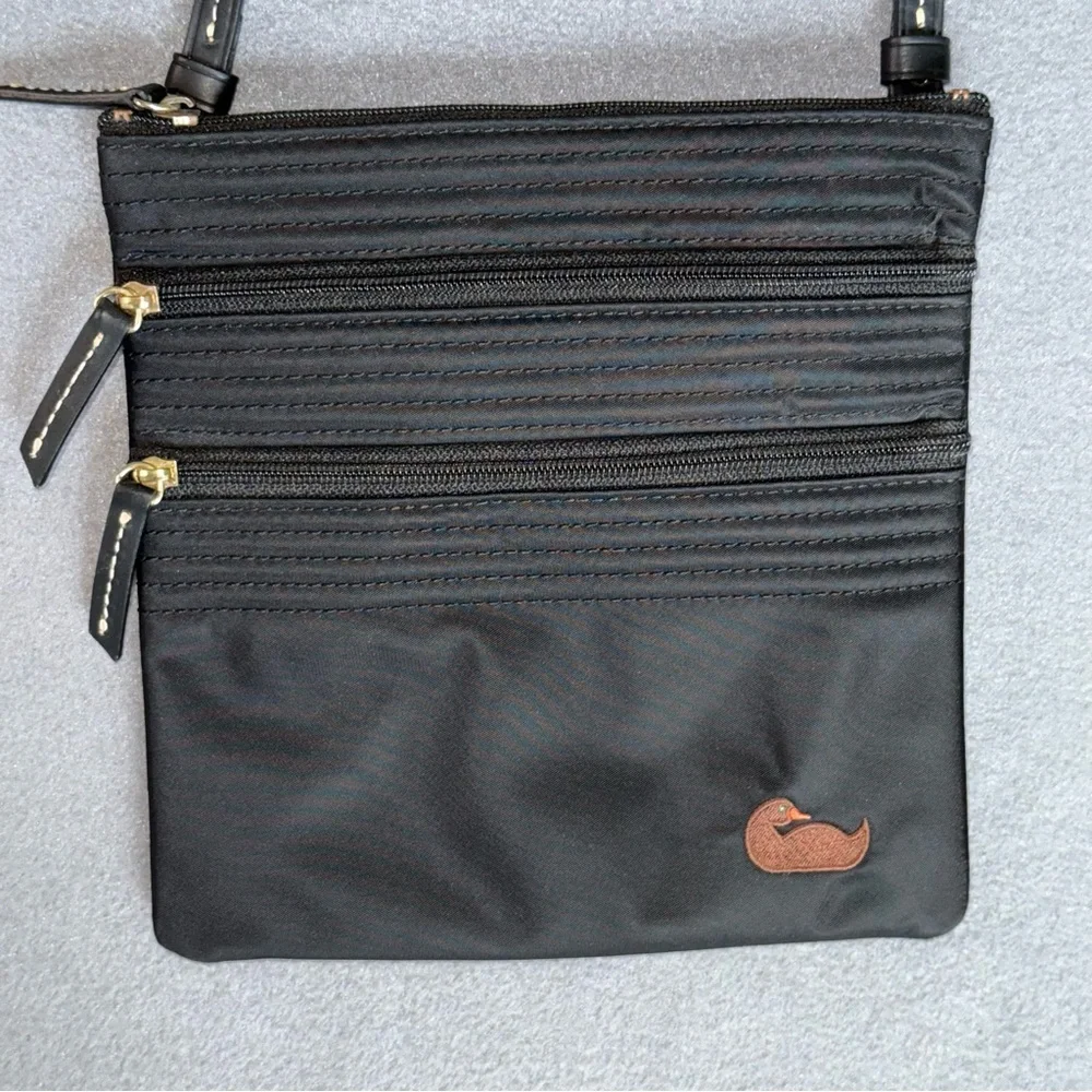 Dooney & Bourke Black‎ Nylon Small Crossbody Bag Hot pink inside 3 zip pockets